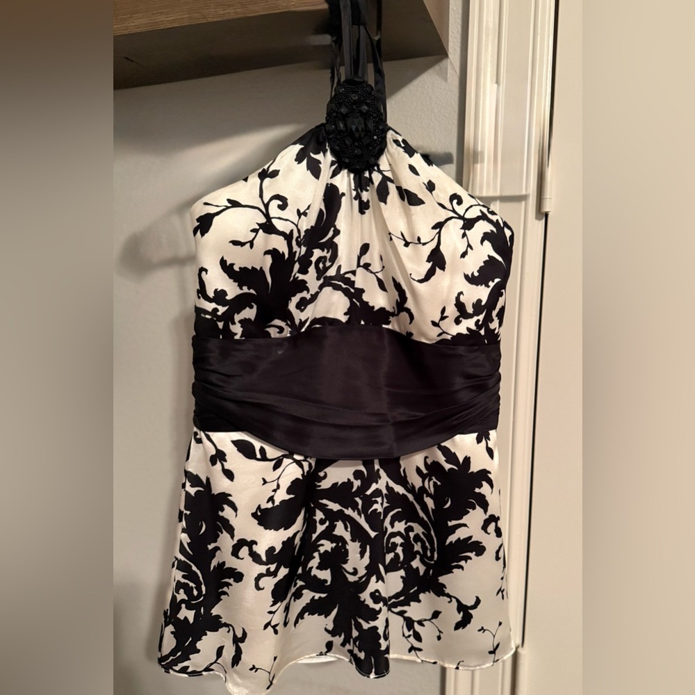 White House Black Market Strapless Black and White Dress